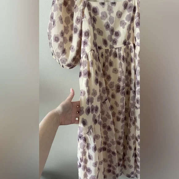 NWOT Polagram Floral Dress in Cream and Purple - Picture 9 of 10